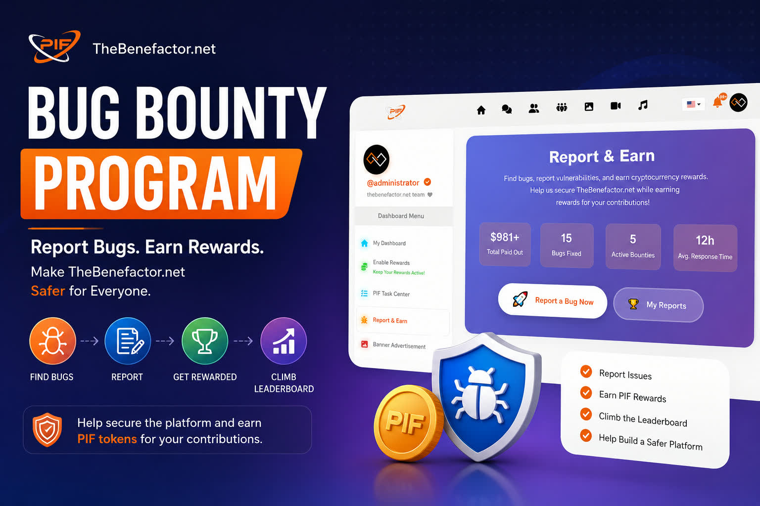 How to Report Bugs & Earn PIF Rewards On TheBenefactor.Net