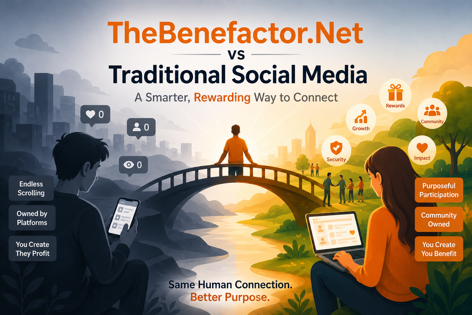 TheBenefactor.Net vs Traditional Social Media: Which One Actually Rewards You?